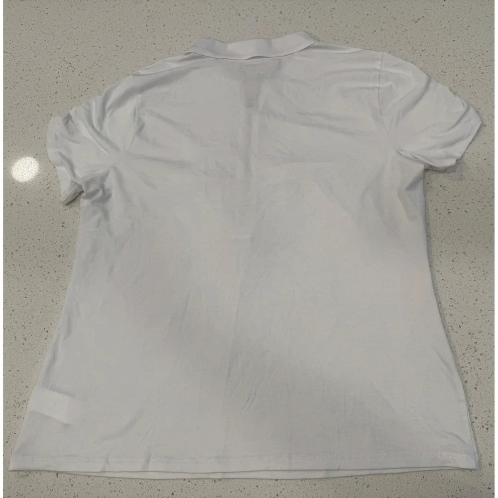 Michael Kors Polo Top Womens XL White Excellent Half Zip Ruched Chic Office